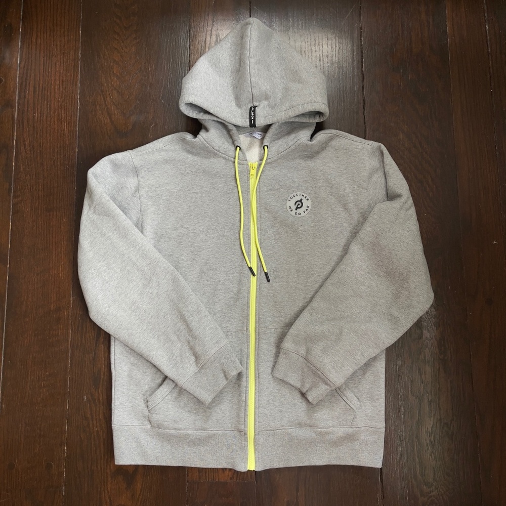 Peloton Gray Performance Hoodie Jacket with Yellow Accents